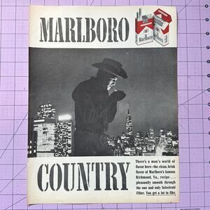 1963 Marlboro Man Country Cigarette Ad Cowboy Big City Lights